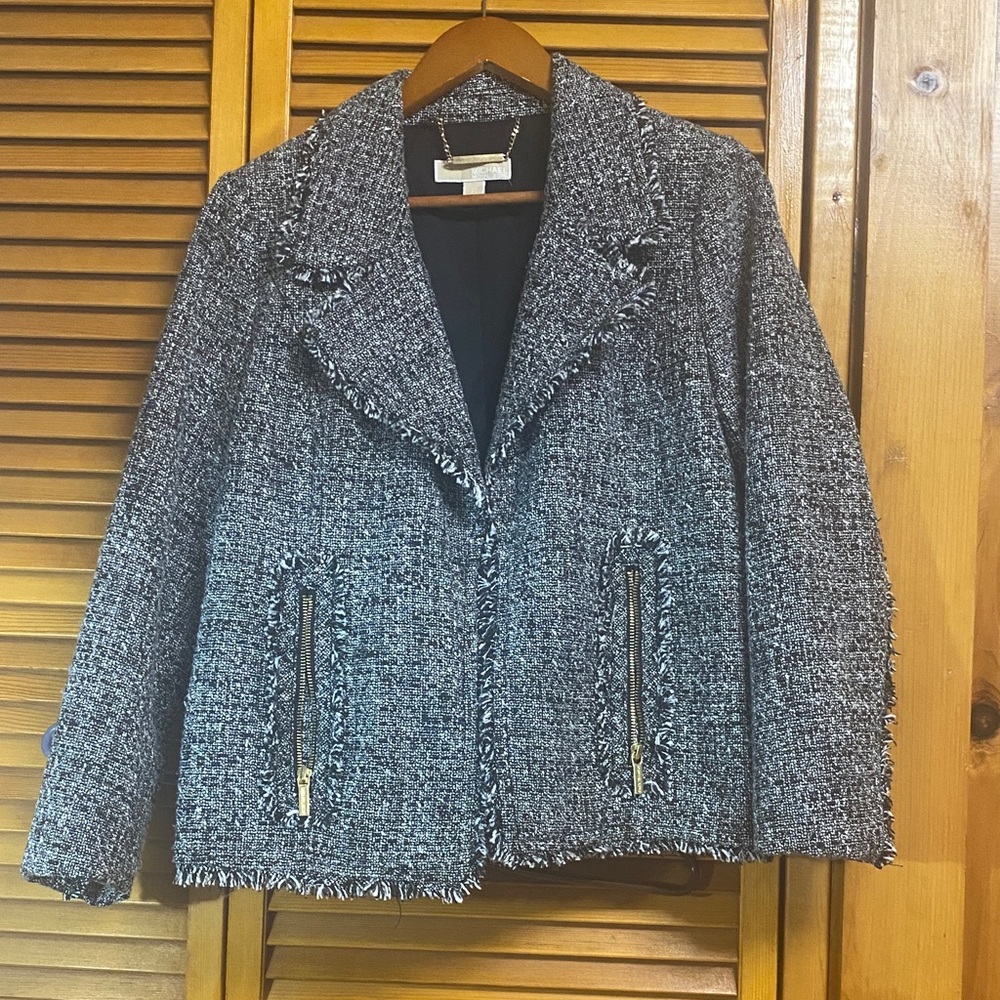 Michael Kors Tweed Blazer with Fringe Accents brand new awesome design